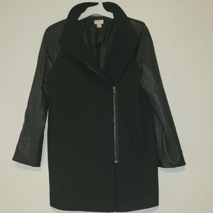 J. Crew Black Leather Sleeve Jacket